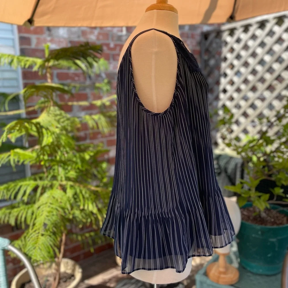 Chico’s Navy and white stripe tank top style size 2 - Picture 7 of 10